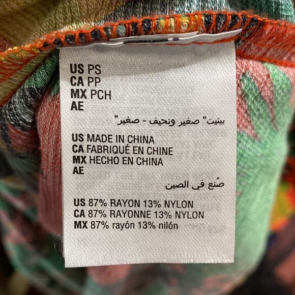 INC International Concepts Tropical Print Caftan Dress Kimono Sleeves Sz PS - Picture 9 of 12